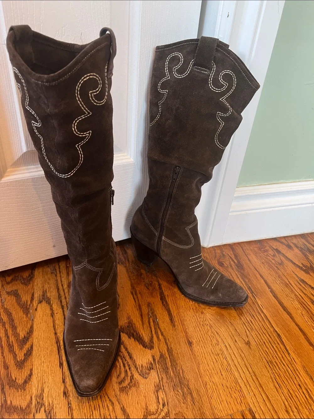 Women's Brown Suede Over-the-Knee Western Boots